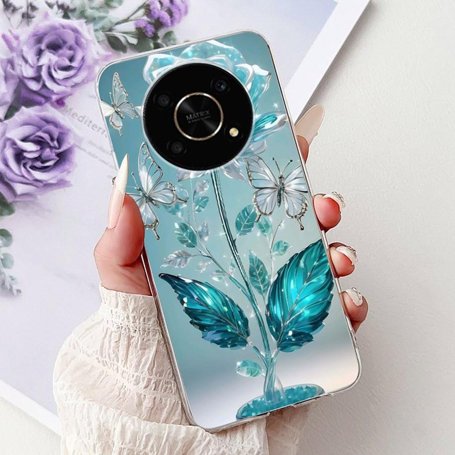 Silicone Case For Honor Magic 4 5 6 Lite Cover Popular Flower Butterfly Soft Slim TPU Back Cover For Honor Magic6 Lite Protector