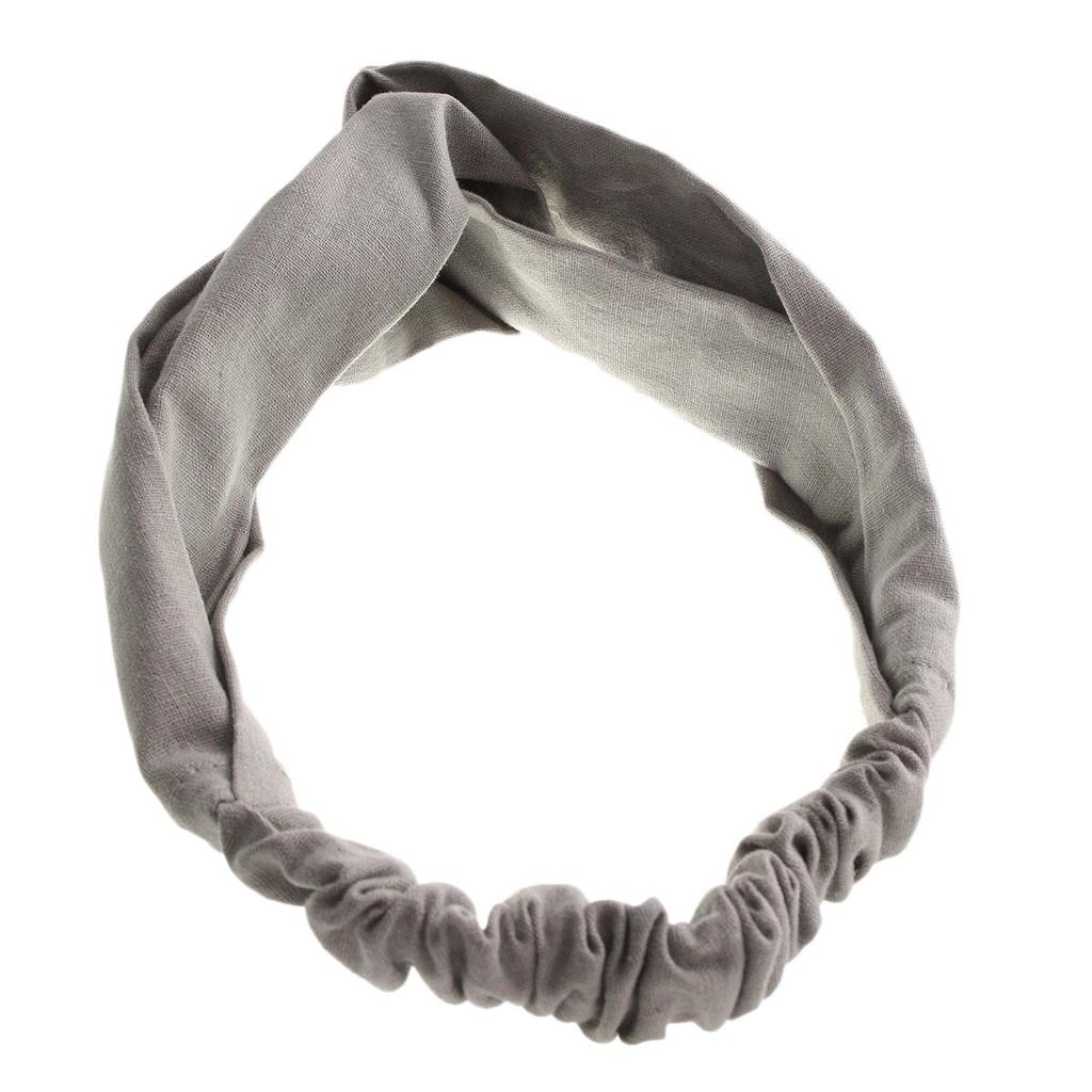 VINGTAINE Natural Cross Hair Simple Hairband, Headband, Accessory, Turban, Style, Gray, HB-51-GY