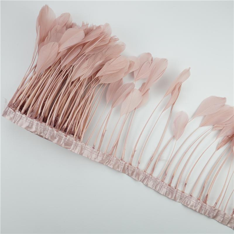 2Yards/Lot Stripped Coque Goose Feather Fringe Trimmings For Needlework And Handicrafts Wedding Decoration Carnival Accessories