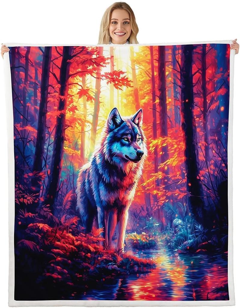 GUOYU Blanket Red Sun Throw Blanket Black Mountain Tree Fuzzy Blanket Japanese Style Blanket for Bed Couch Sofa Kids Boys Teens Room Decor