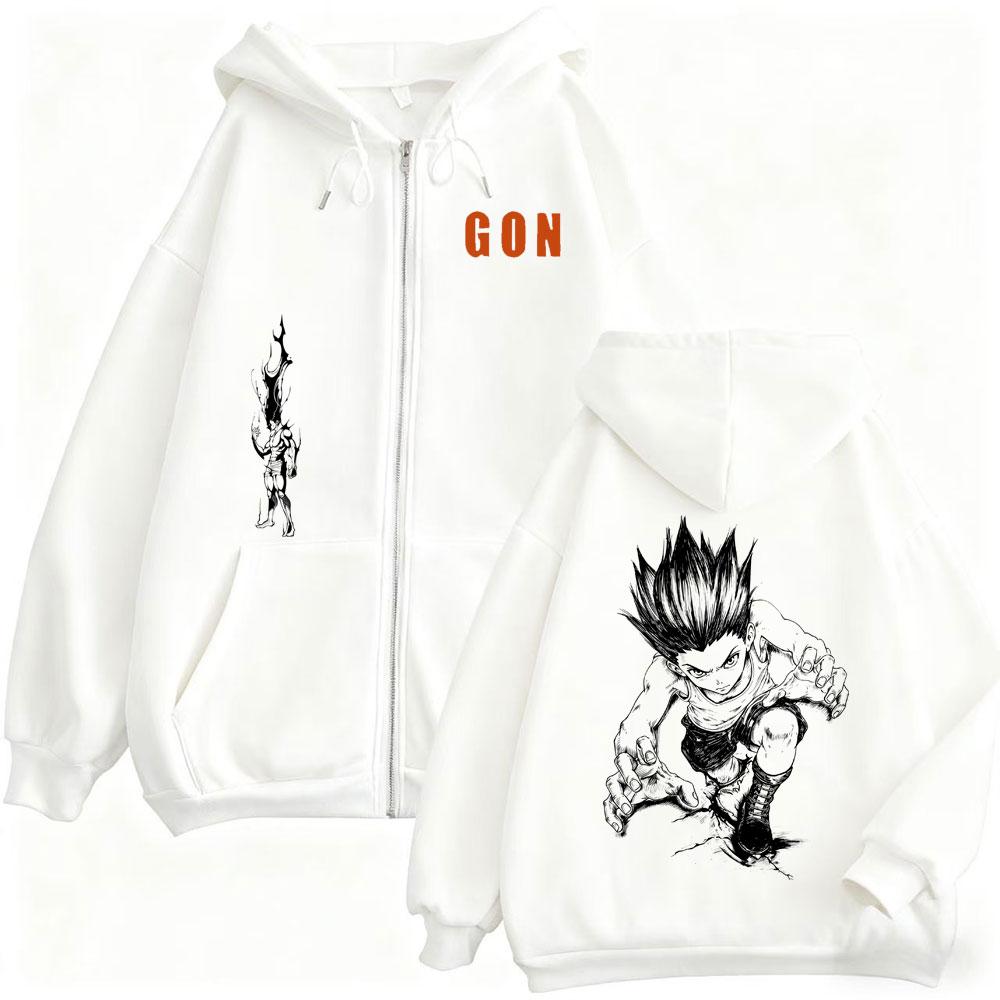 Anime Hunter X Hunter Gon Freecss Zipper Hoodie Men Women Cartoon Manga Zip Up Jacket Men's Cosplay Harajuku Zip Up Sweatshirt