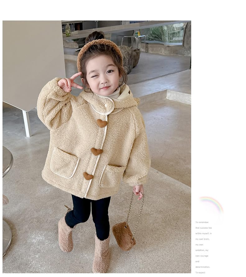 Miipat Boa Fluffy Boa Baby Leopard Solid Cute and Sizes Size Children's Girls' Jacket, Thick, Hooded, Fleece, Outerwear, Blouson, Print, Color,