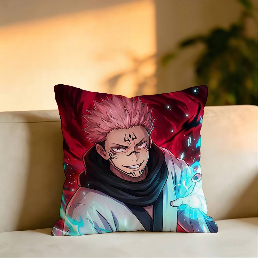 Hot Anime Character Yuji Itadorii Square DoubleSided Printed Pillow Case Bedroom Bedside Pillow Sofa Cushion Cover