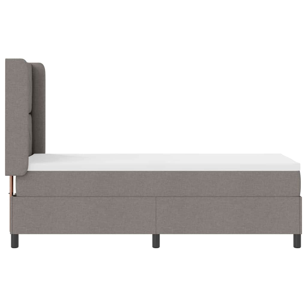 LED Box Spring Bed with Headboard Taupe 90 x 190 cm Fabric