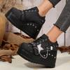 Gothic Chunky Platform Wedges Denim Women Mary Janes Shoes 2024 New Y2k Sweet Cute Women Shoes Pumps Loafers Comfy Shoes