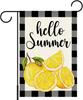 Hello Summer Lemon Garden Ag for Outside,Summer Buffalo Plaid Garden Ag Yard Ags for Yard Lawn Porch Outdoor Decoratio IIC