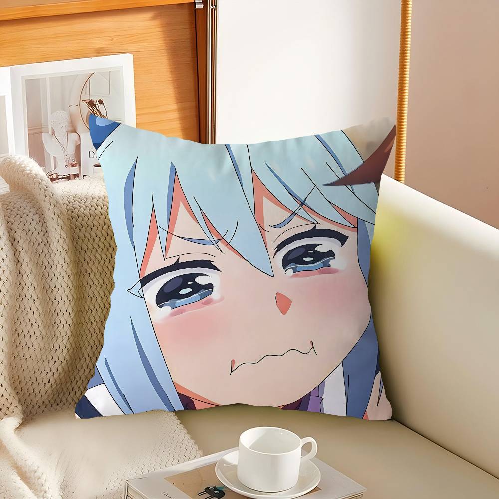 Aqua Konosuba Anime Cushion Cover 30x50 Polyester Sofa Cushions Decorative Throw Pillows Home Decoration Pillowcover