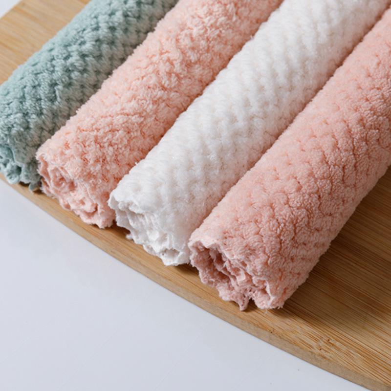 Merbau Coral Fleece Lint-Free Dishcloth: Highly Absorbent, Oil-Free, Scouring Pad for Kitchen Edging