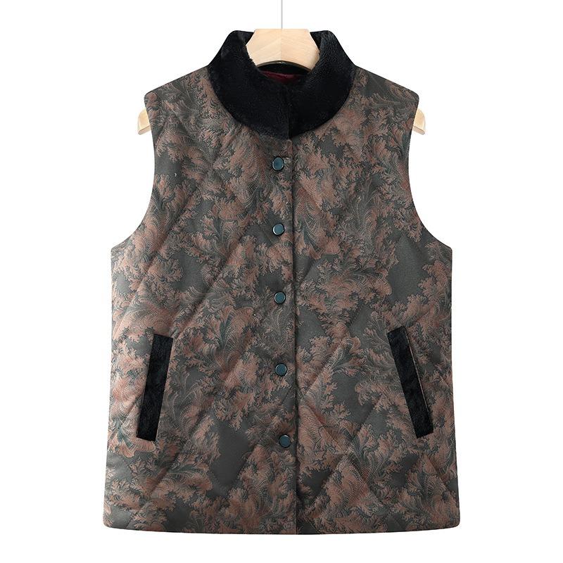 

Fleece thickened thermal vest vest old lady wearing vest 5XL (145-77.5 kg recommended) зелёный