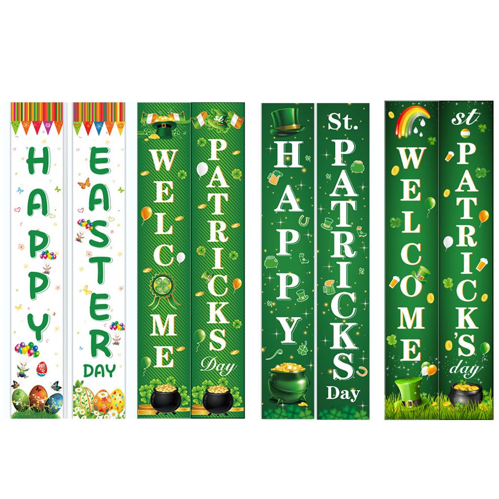 St. Patrick'S Day Family Party Door Frame Decoration Couplet Polyester Cloth Flag Poster Customization