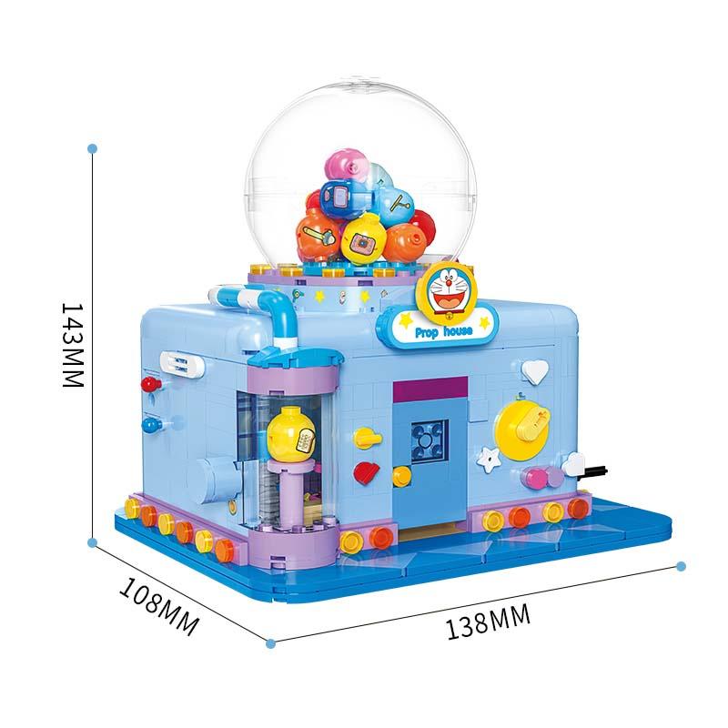 New Doraemon Small Particle Assembly Building Block Barbecue Restaurant Prop House Cartoon Model Toy Gift For Children