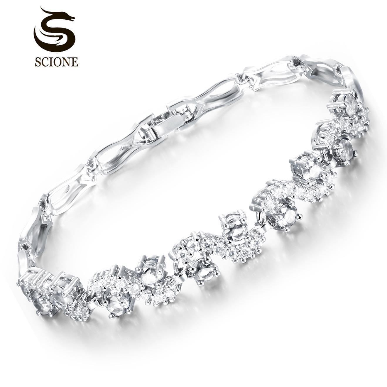 

SCIONE Мода Платина Золотой Браслет Золотые Женские Аксессуары 18.5cm