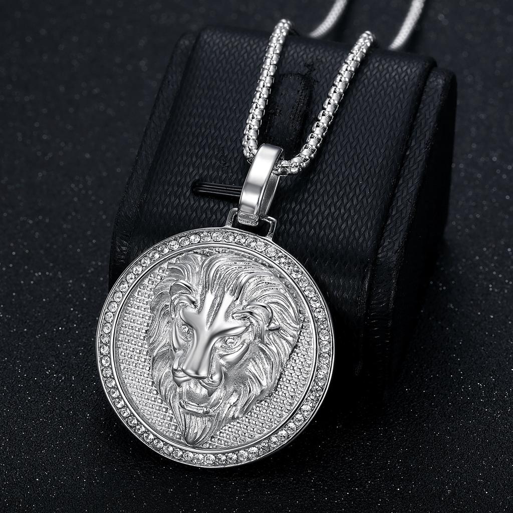 Crown Lion Head Pendant Necklace 2026 Jewelry Fashion Trend Inlaid Zircon Men's Exquisite Jewelry Necklace Accessories