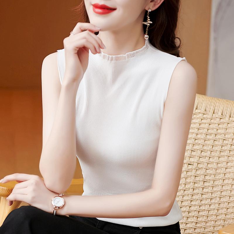 Black Tank Tops Women 2025 Summer Sleeveless O-Neck White Slim Knitted Tank Tops Camis Women Tops JJ323