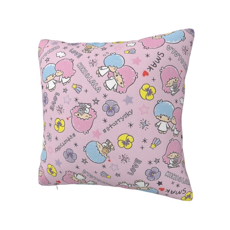 Sanrio Little Twin Stars Anime Cover 45x45cm Soft Lala Cartoon Kiki Cute Throw Pillow for Sofa Square Pillowcase Decoration