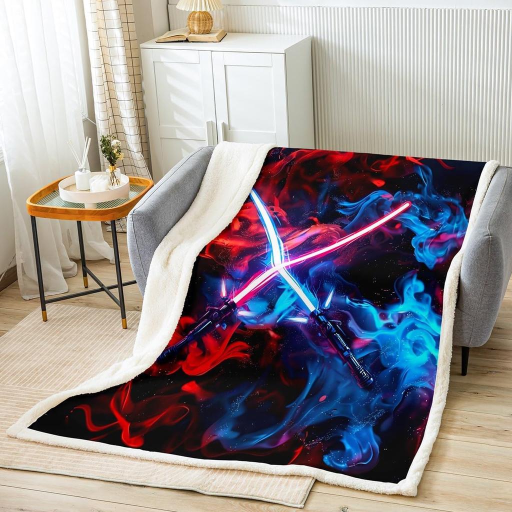 GUOYU Blanket Peach Blossom Throw Blanket Red Sun Fleece Blanket Pink and Teal Mountain Bed Blanket for Couch or Bed Japanese Style