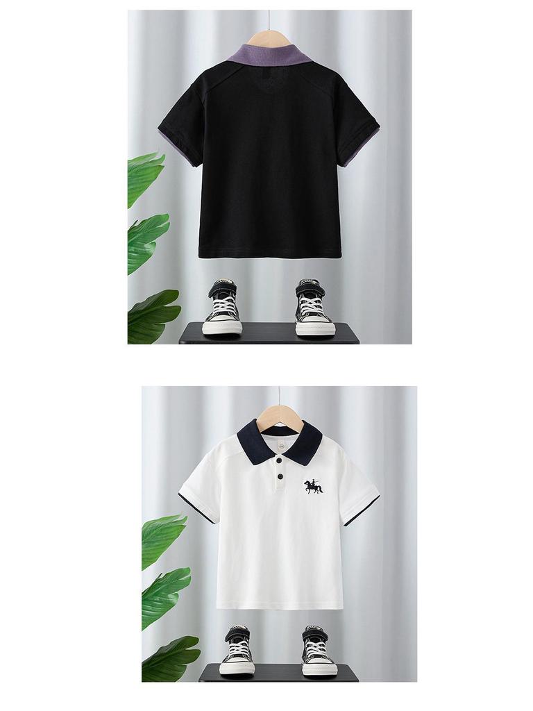 T-shirt Polo Tendance Style Coréen pour Garçons - Été 2025 Casual Manches Courtes