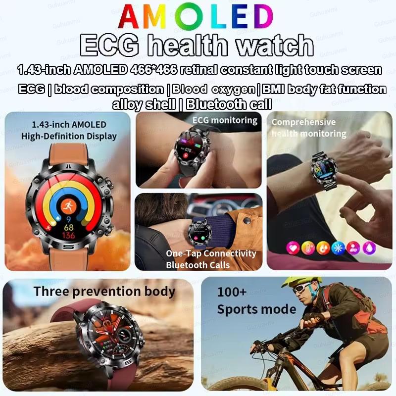 2025 New Smart Watch For Men Health Blood PressureBlood Oxygen Uric Acid Fitness Tracker Watches Bluetooth Call ECG Smartwatch