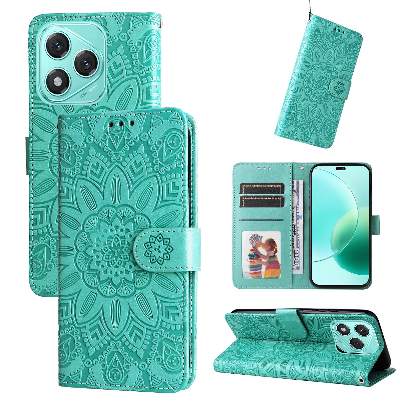 

For Honor 400 Lite Case Sunflower Imprint Leather Wallet Phone Cover Purple
