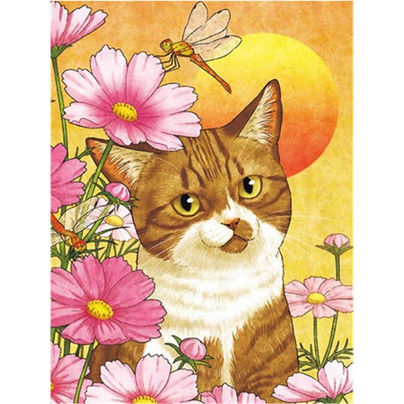 Diamant-Stickerei, Katze, Blume, Handarbeiten, 5D-Diamant-Malerei, Tiere, Neuheiten, Kreuzstich-Set, Heimdekoration