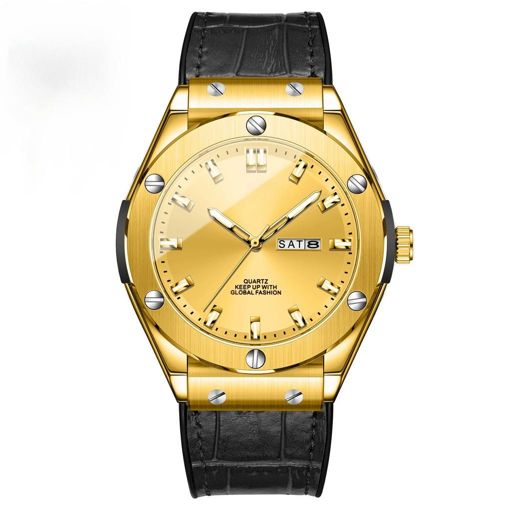 Business Watch Waterproof Luminous Date Calendar Function Men's Stainless Steel Quartz Wristatch