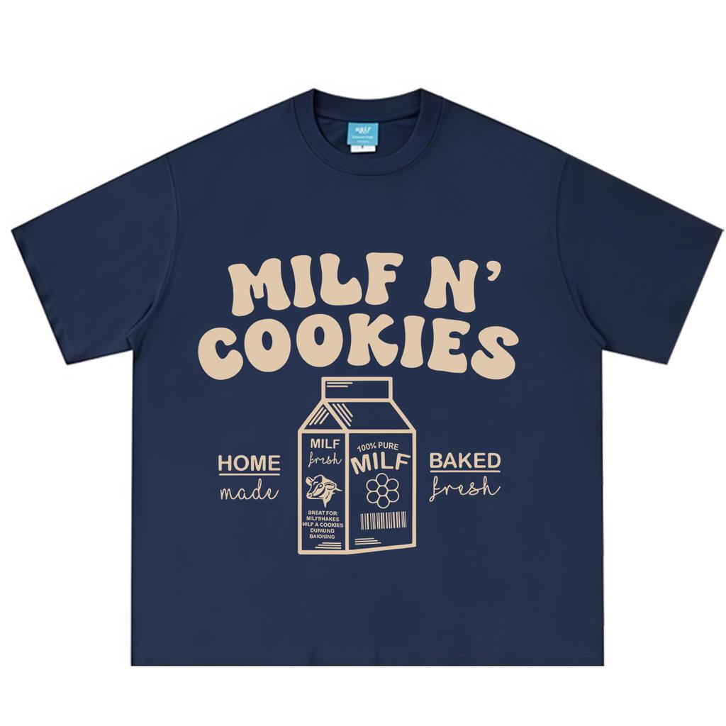 Milf N Cookies Stay At Home Funny Meme T Shirt Unisex Unisex Fashion Vintage Tshirts Shortsleeved Loose Casual Cotton Tshirts