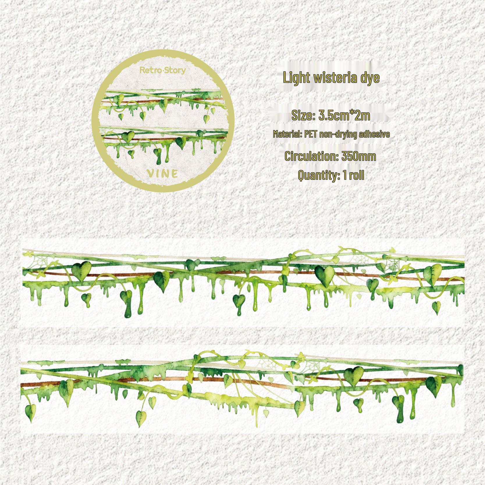 Wisteria Twine Retro Story PET Tape: Creative Journal & DIY Scenery Stickers