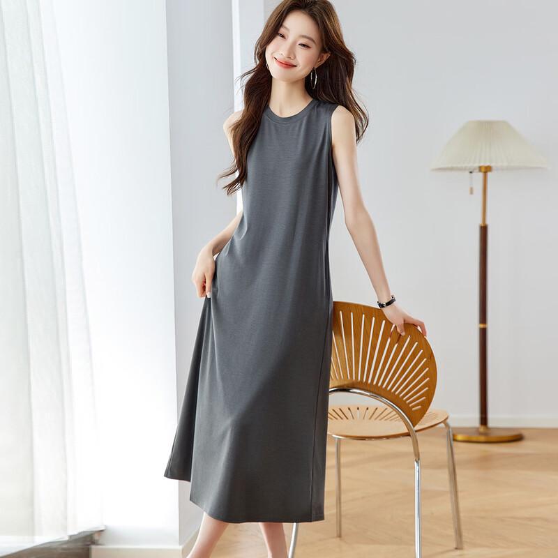 

Srcr Women s Elegant Silk-Blend Sleeveless Knit Dress L