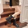 Schwarze Plateau-Martin-Stiefel Damen 2025 Frühling und Herbst neue Mode Britischer Stil Mid-Tube-Stiefel vielseitige Nischen-Zigarettenröhren-Kurzstiefel