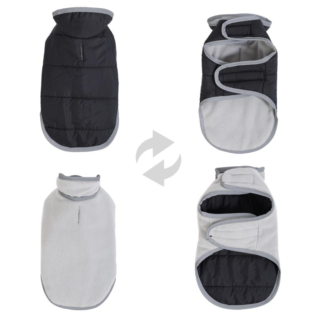 Fleece Warm Pet Clothes For Winter Reversible Cat Jacket With Leash Hole Reflective Waterproof Pets Coat For Puppy Cats Sphynx