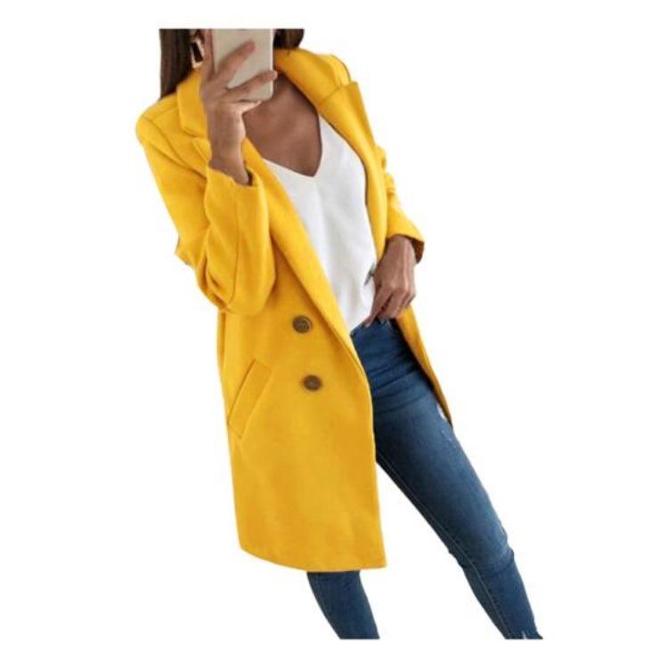 Winter Warm Cardigan Jacket Long Solid Color Blazer Coat Women Overcoat Autumn