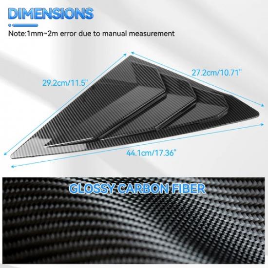 Pair Carbon Fiber Rear Window Louver Vent Cover For Honda Civic Sedan -2025