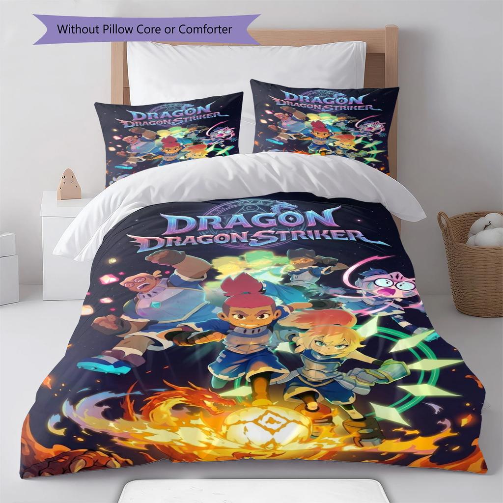 Dragon Striker Pattern Bedding Set Quilt Cover Pillowcase Home Decor Gift (1 * duvet cover + 2 * pillowcase, without core)
