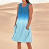 Women's Fashion Casual Gradient Print Sleeveless Pocket Beach Dress