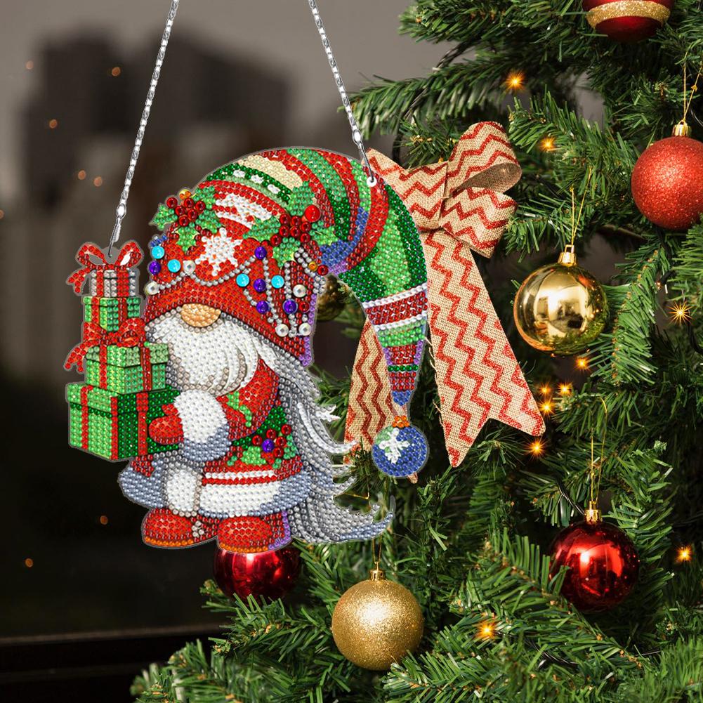 3Pcs Acrylic Christmas Goblin Diamond Painting Hanging Pendant Diamond Painting Decor DIY Diamond Art Pendant Kit for Art Crafts