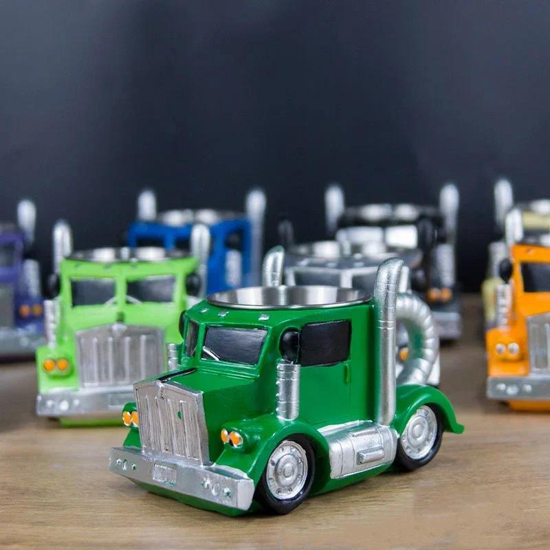 Truck Coffee Mug Creative Semi-Trailer-Shaped Beer Cups Traveling Coffee Cups Ice Milk Cups for Tea Juice Milk Latte Hot