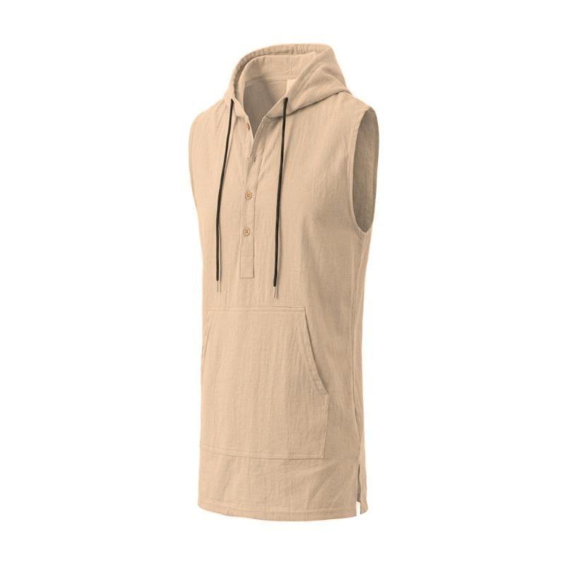 Mens Casual Loose Hooded Sleeveless Vest And Shorts Set