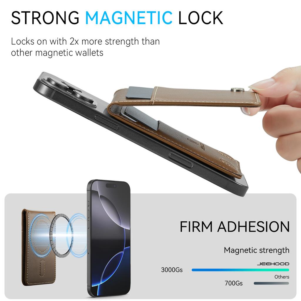 MagSafe ring magnetic card bag is suitable for iPhone17/16/15 series Apple 14/13/12 anti-theft brush leather case