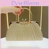 Clutch Bag With Pleated Design And Ine Glitter Design For Evening Events