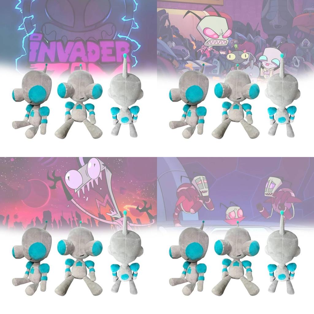 Invader Zim Plush Doll Soft Alien Toy For Fans Of Enter The Florpus 30cm Gray