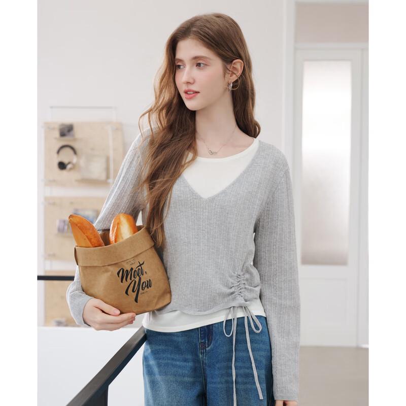 BETU Damen Farbblock-Strickoberteil im Zweiteiler-Look