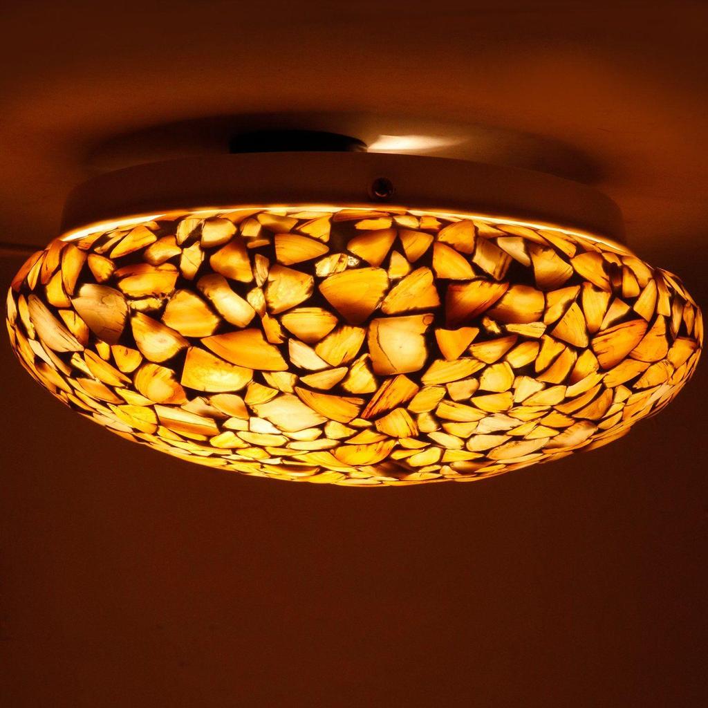 Runde Deckenleuchte aus Glasmosaik mit Dekor im Seap-Glas-Design