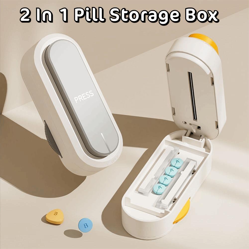 2 In 1 Pill Storage Box Dust-Proof Cut Tablet Dispenser Waterproof Daily Pill Splitter  Home