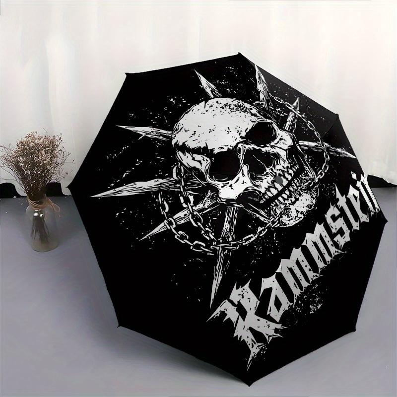1 Stück Schädelketten Rammstein-Thema Hochwertiger Regenschirm, Automatisches Öffnen und Schließen, Multifunktionaler Regenschirm G0811013