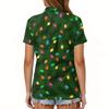 Dámská móda Ležérní klopa Krátký rukáv Vánoční potisk Košile Dámské knoflíkové topy