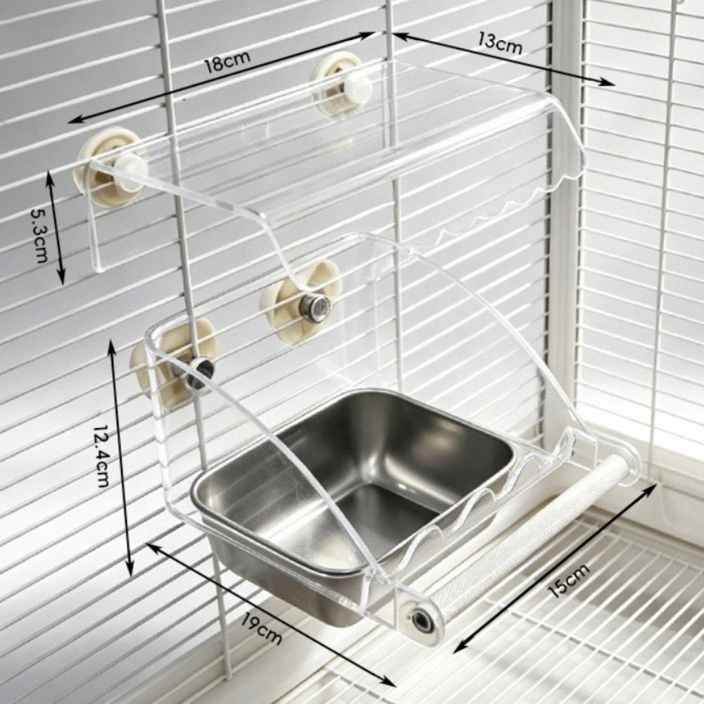 Cage Mounted Parrot Cage Feeder Roof Canopy Bird Food Container for Small Parrots