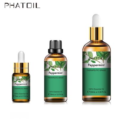PHATOIL 5/10/30/100ML Ätherischer Pfefferminzöl-Diffusor zur Erfrischung, Behandlung von Sonnenbrand, Insektenschutz, Luftreinigung, Ätherisches Öl in therapeutischer Qualität