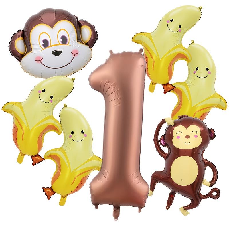 7Pcs Monkey Banana Combination Set Aluminum Film Balloon Jungle Hunting Theme Party Decor Balloon Baby Shower Globos Supplies