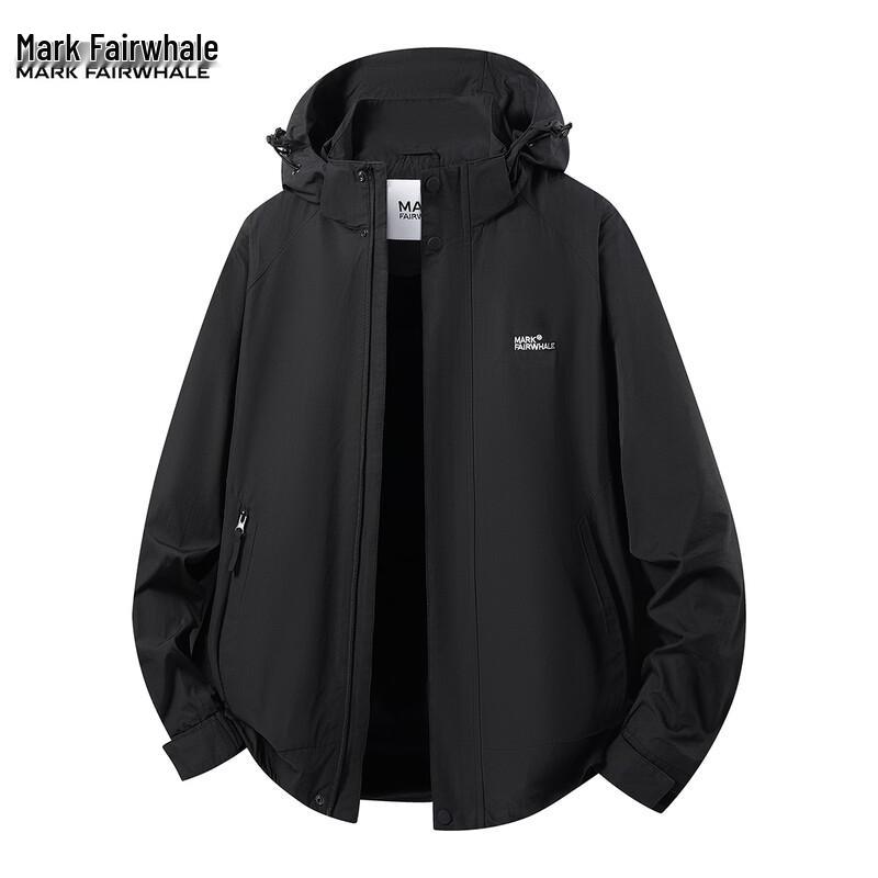 MARK FAIRWHALE Men s Loose Embroidered Detachable Hooded Jacket 3XL