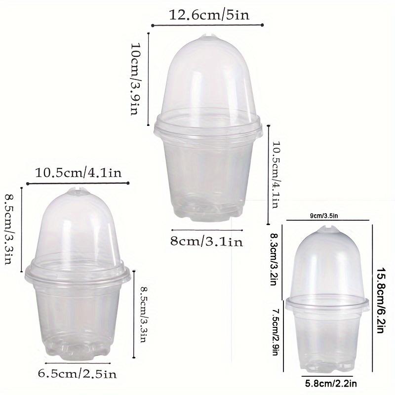 15/30pcs Transparent Round Plastic Seedling Pots with Dome Lids 8.89/10.16/12.7 Cm Durable Lightweight for Indoor/Outdoor Garden